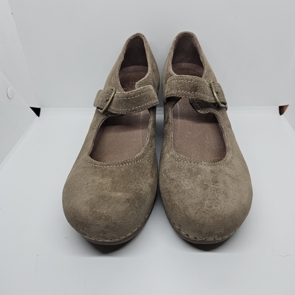 Dansko tan taupe suede Sandra mary jane wedges size 41 - Picture 2 of 10